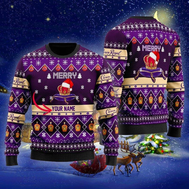 Personalized Crown Royal Merry Ugly Christmas Sweater