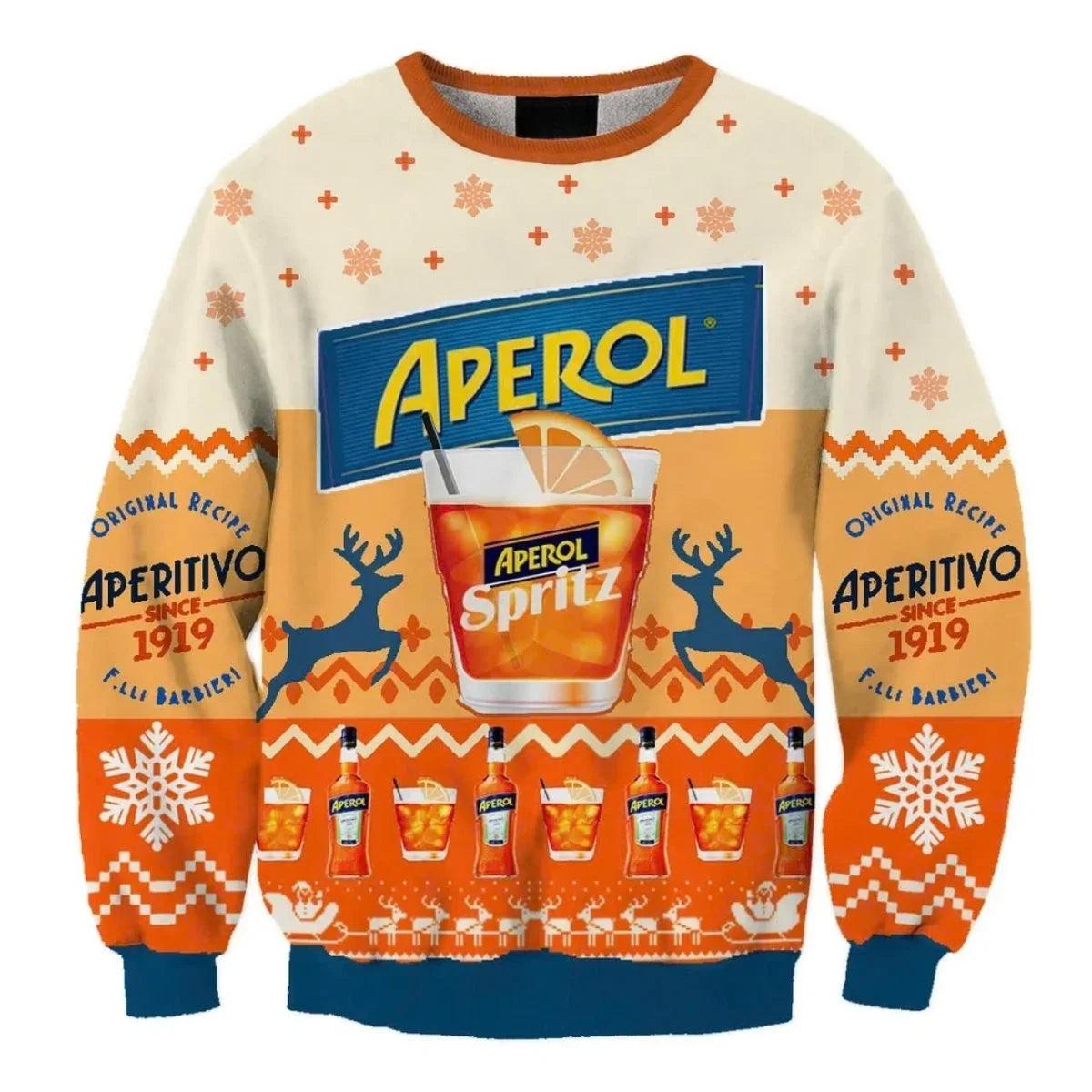 Aperol Spritz Snowing Ugly Christmas Sweater