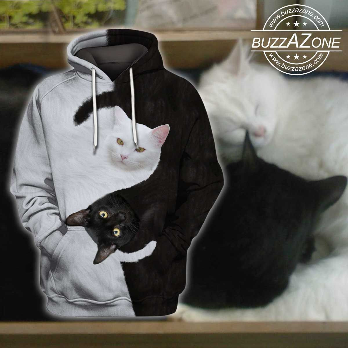 Ying Yang Cat Full 3D All Over Print Hoodie & Zip Hoodie