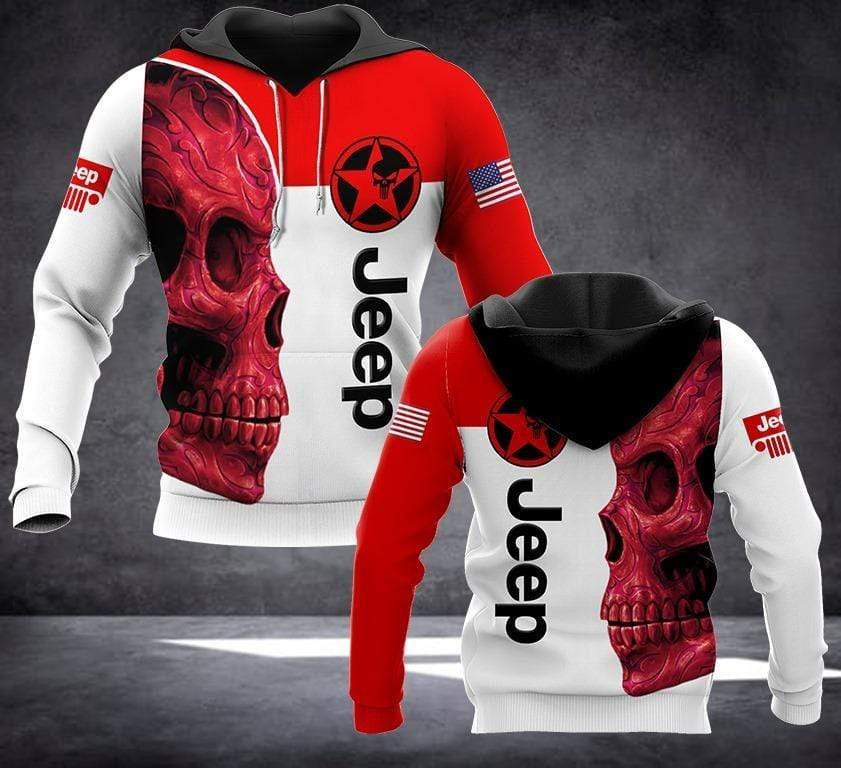 Jeep Lover Gift, Jeep Sugar Skull Red All Over Print Hoodie