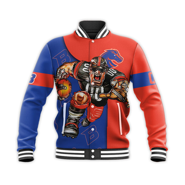 Boise State Broncos Custom Number Blue Orange Baseball Jacket