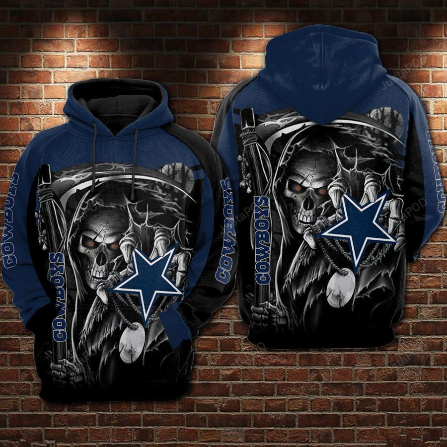 Cowboys Football Star Skull 3D All Over Print Hoodie & Zip Hoodie