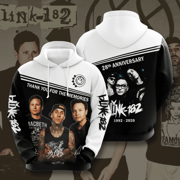 Blink-182 28th Anniversary 1992 2020 Signature Design Gift For Fan Custom 3d Hoodie All Over Printed Hoodie
