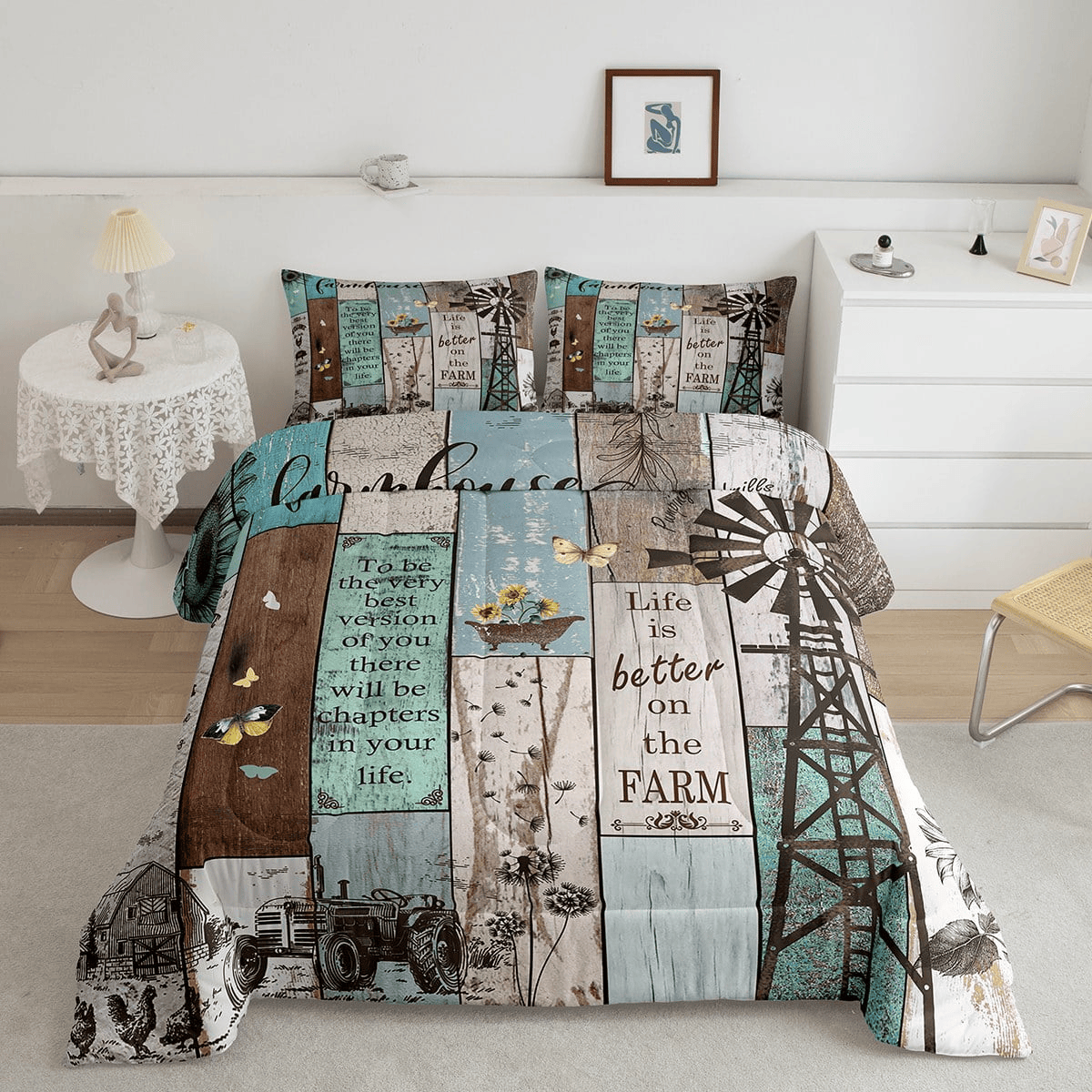 Farmer Bedding Set Farmhouse Windmill Life Is Better On The Farm Duvet Covers