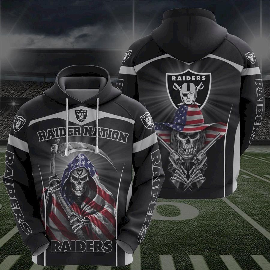 Las Vegas Raiders Skull Flat Usa 3D All Over Print Hoodie & Zip Hoodie