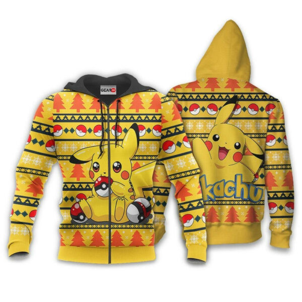 Pikachu Anime Pokemon Ugly Christmas Sweater 1k803 Cartoon Graphic Outfits Aop 3d Hoodie Zip Hoodie 1999