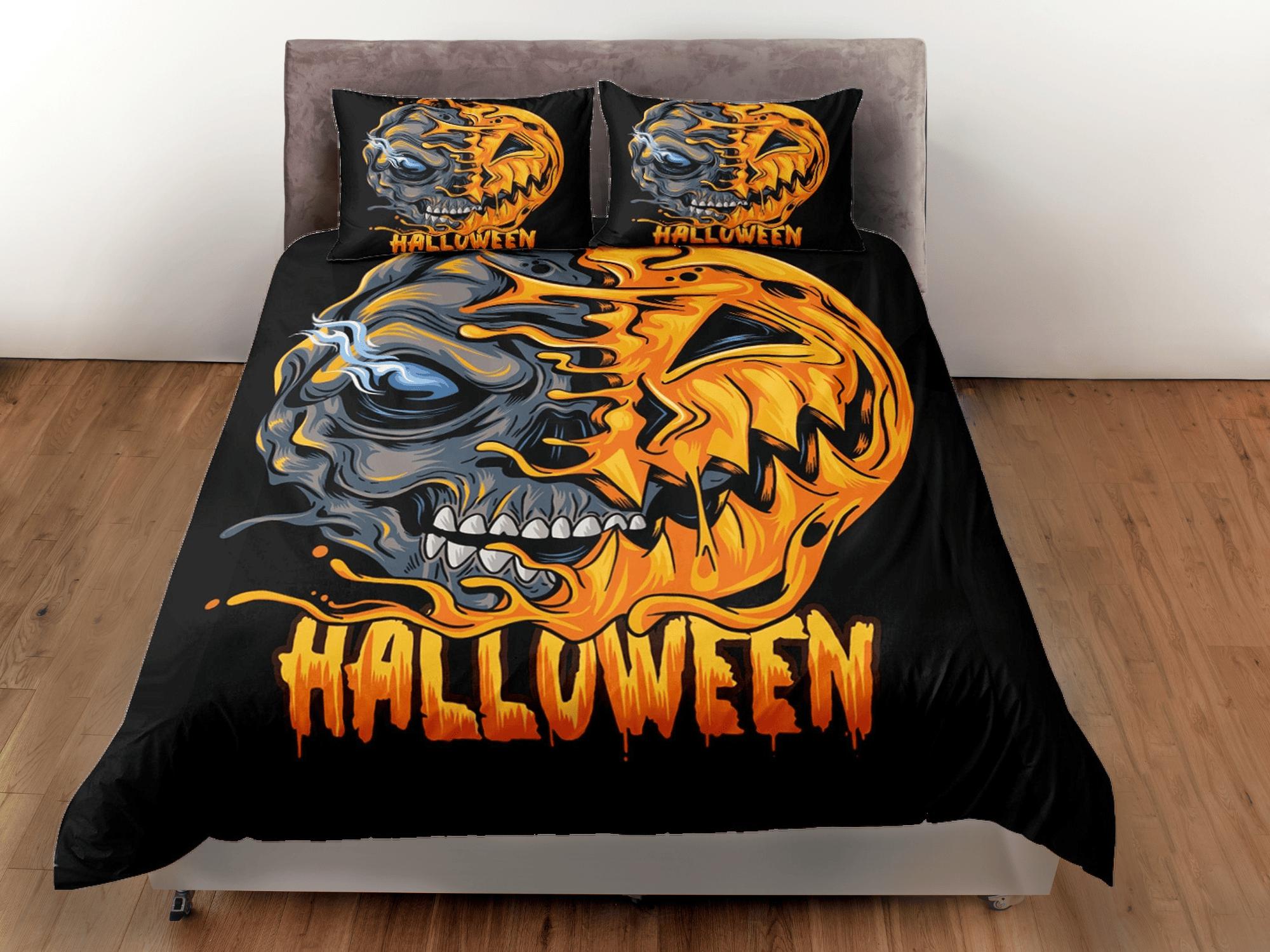 Halloween Bedding Set Spooky Pumpkin Zombie Face Duvet Covers