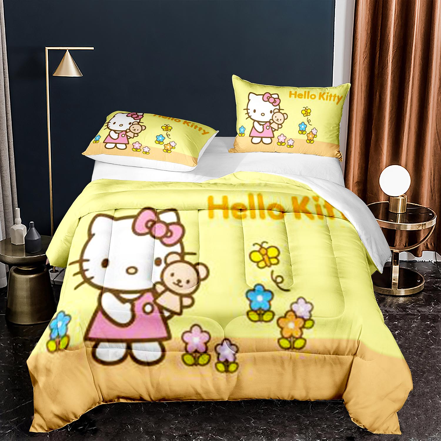 Hello Kitty Bedding Set Hello Kitty Teddy Bear And Flowers Duvet Covers