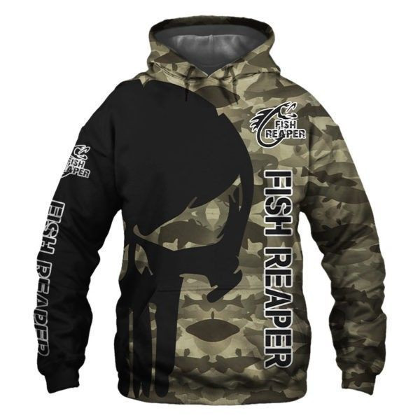 Fish Reaper Punisher Skull Camo 3D All Over Print Hoodie & Zip Hoodie