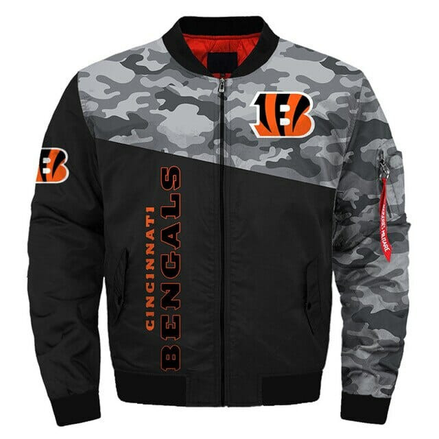Cincinnati Bengals Black Camo Bomber Jacket