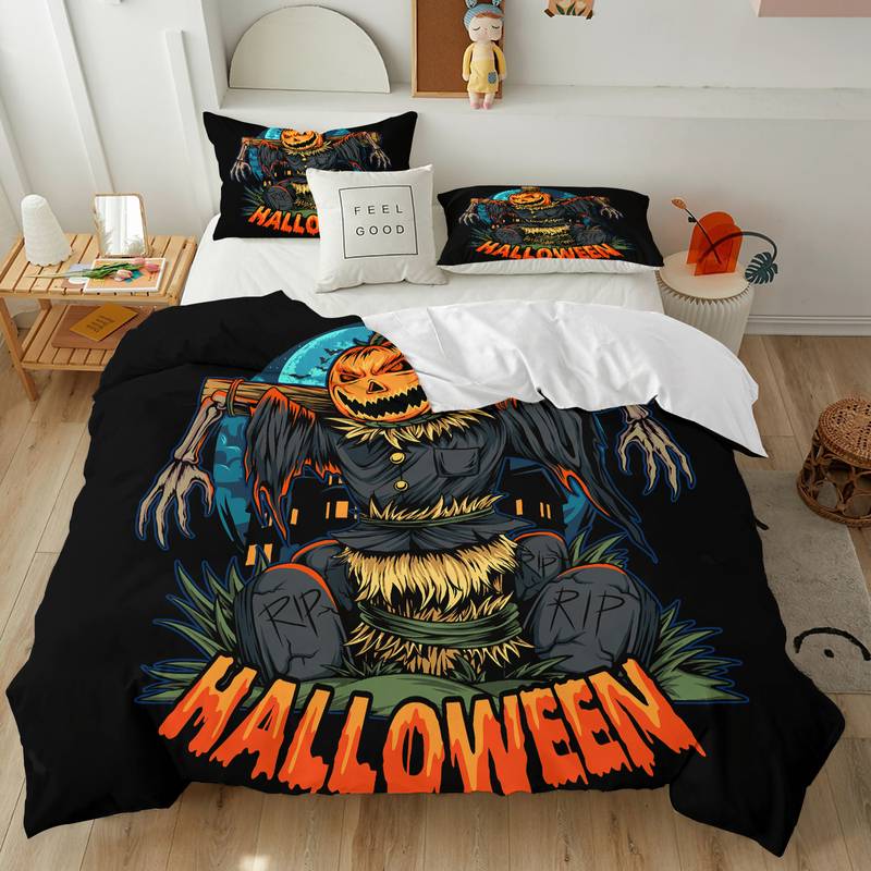 Halloween Bedding Set Halloween Pumpkin Scarecrow Graphic Duvet Covers