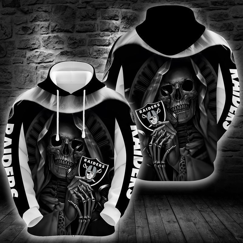 Oakland Raiders Skull 3D All Over Print Hoodie & Zip Hoodie