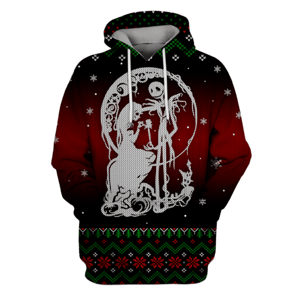 Nightmare Before Christmas Jack Skellington And Sally Knitting Art 3D All Over Print Hoodie & Zip Hoodie
