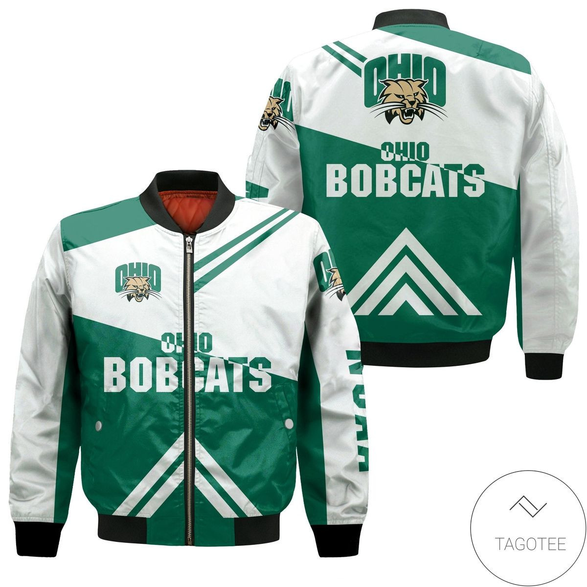 Ohio Bobcats Stripes Cross Shoulders Bomber Jacket