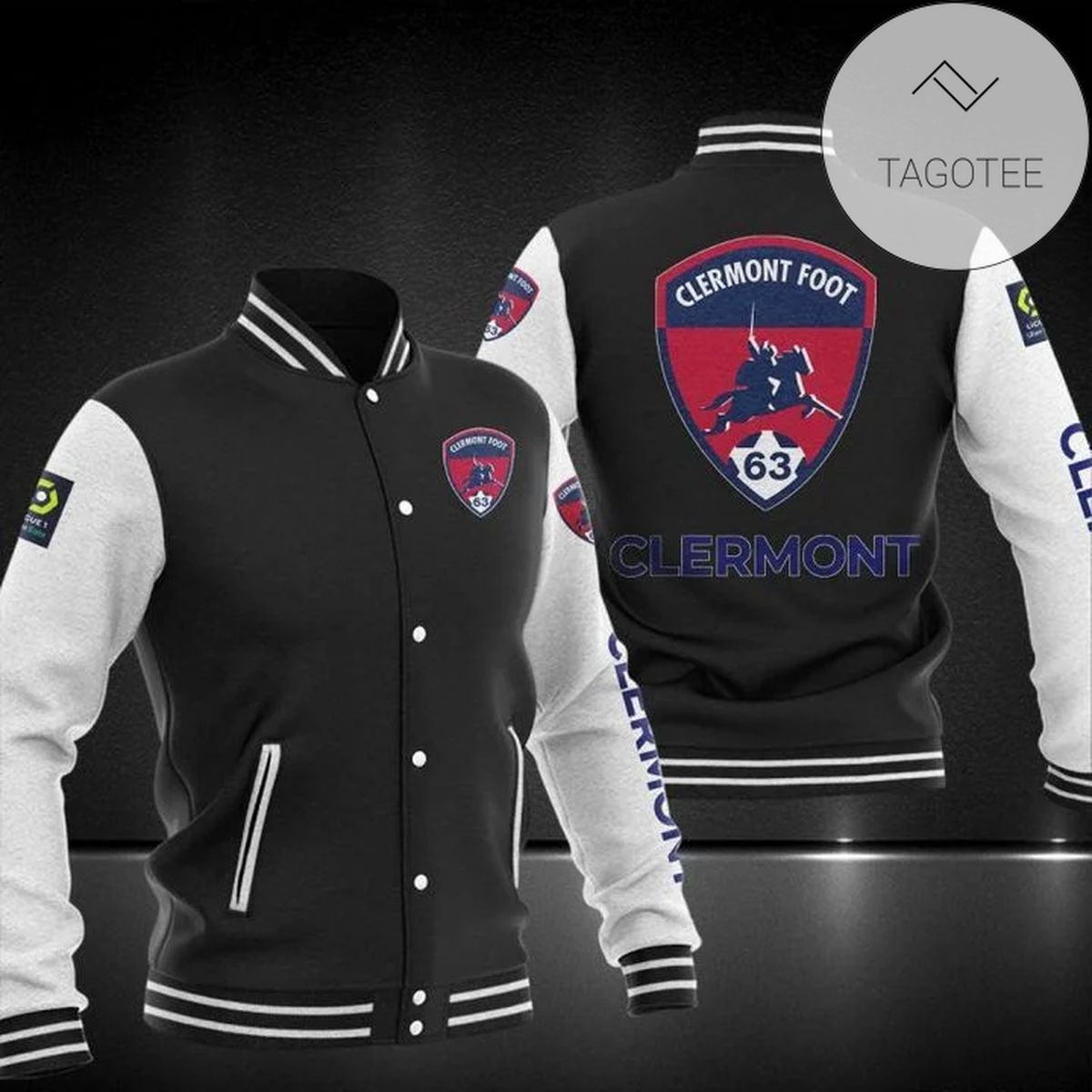 Clermont Foot 63 Black White Baseball Jacket