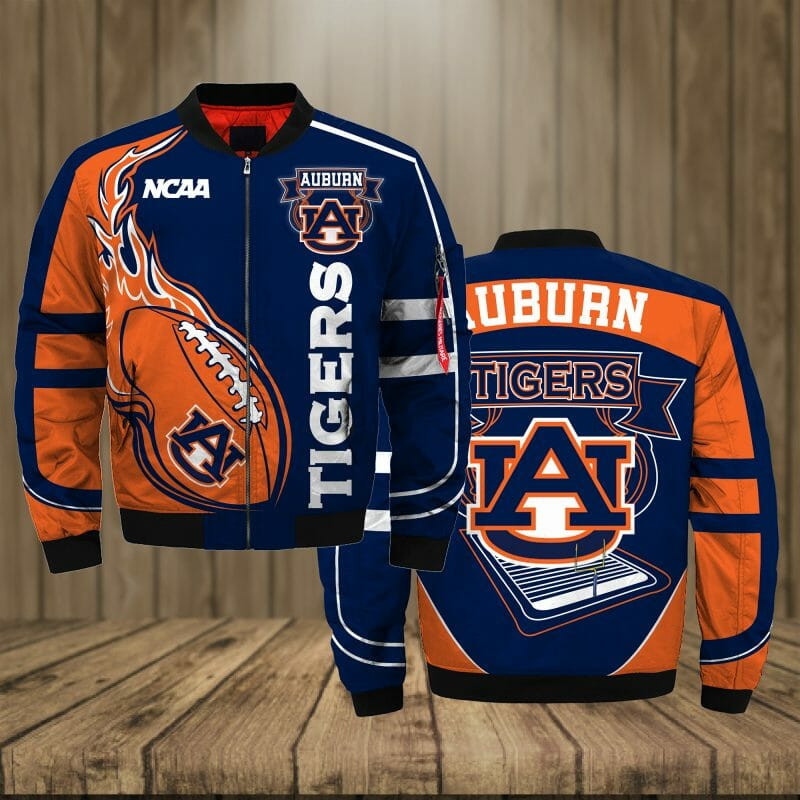 Auburn Tigers Navy Blue Orange Bomber Jacket V3