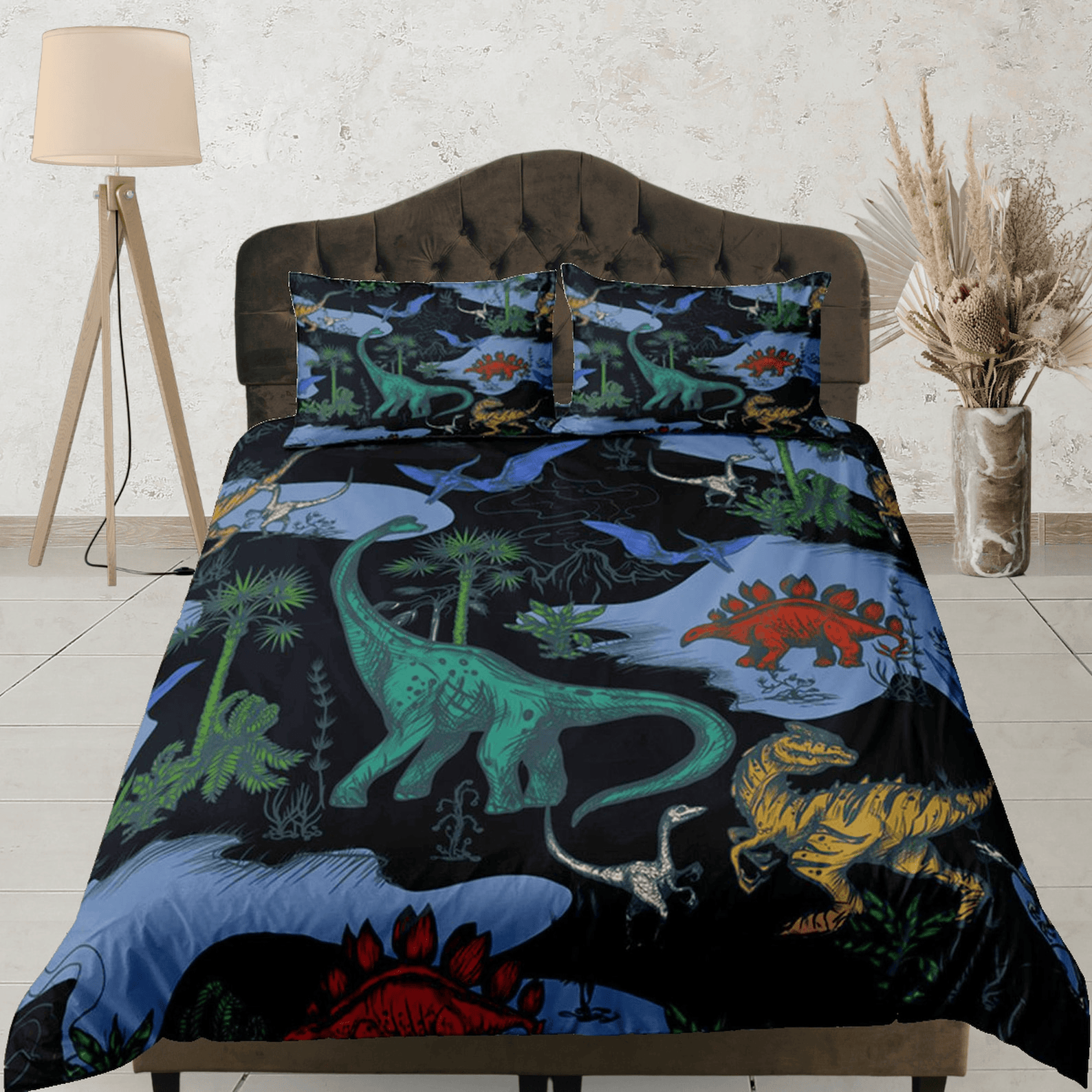 Dinosaur Bedding Set Pre Hiistoric Era Dinosaurs Duvet Covers Black