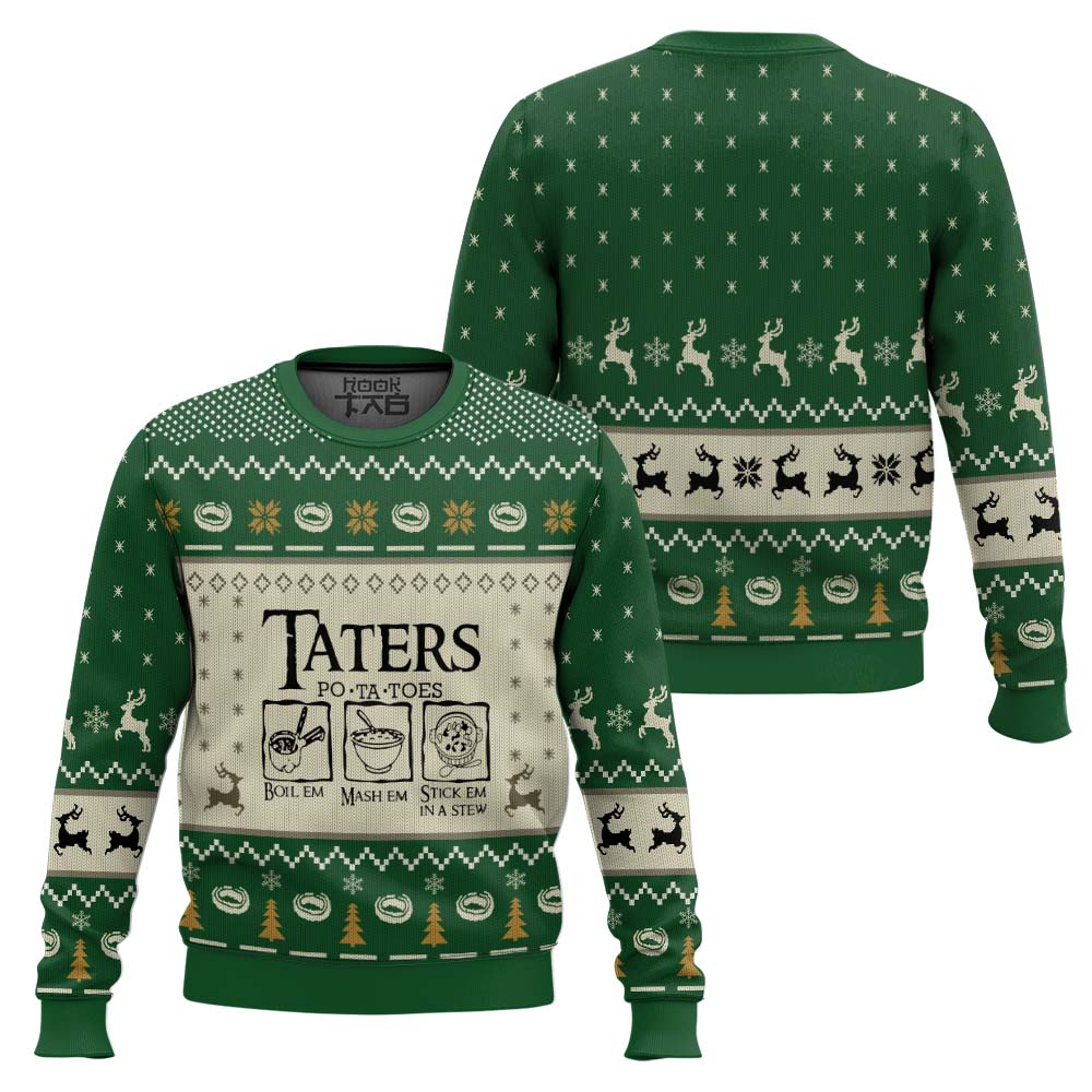 LOTR Funny Christmas Taters Potatoes Green Ugly Christmas Sweater