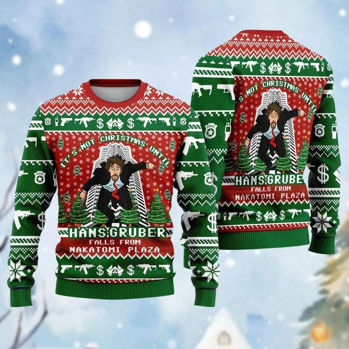 Nakatomi Plaza Hans Gruber Ugly Christmas Sweater