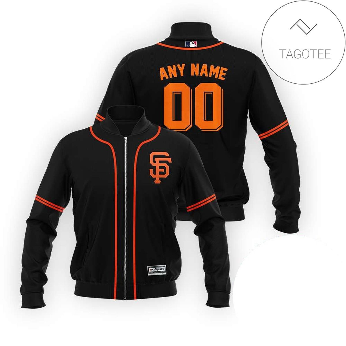 San Francisco Giants Custom Name Number Black Bomber Jacket