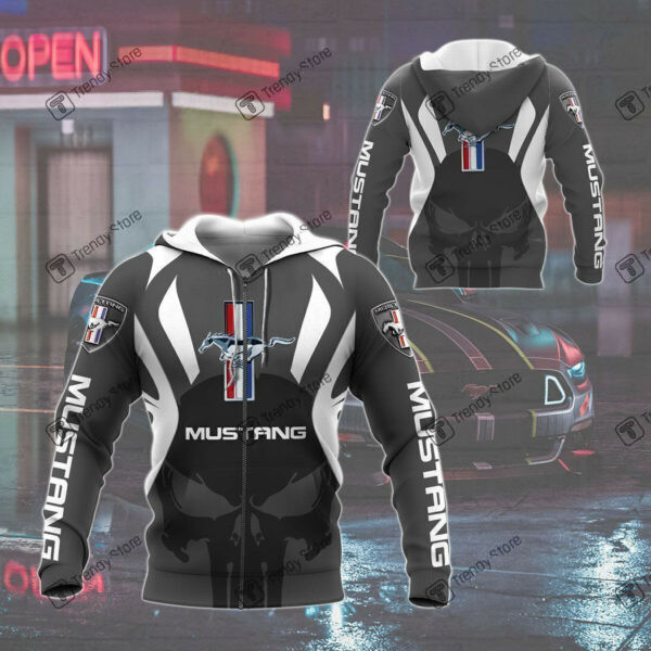 Punisher Ford Mustang Luxury Car 8k192 3d Zip Hoodie Hoodie Ii0 2113