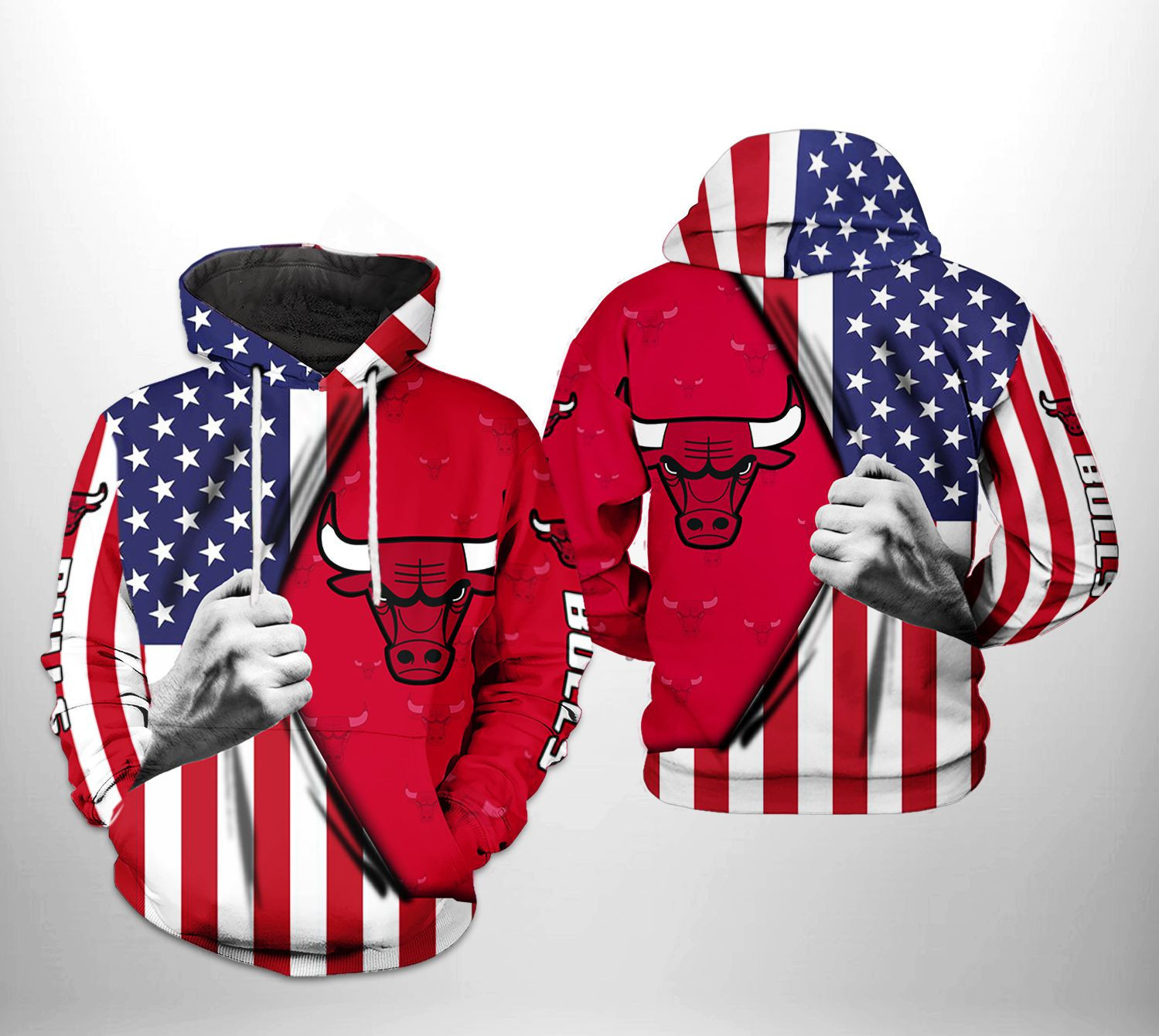 Chicago Bulls US Flag Team 3D All Over Print Hoodie & Zip Hoodie