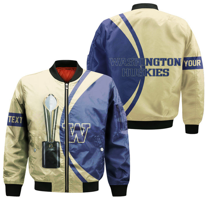 Washington Huskies Custom Text Champions Bomber Jacket