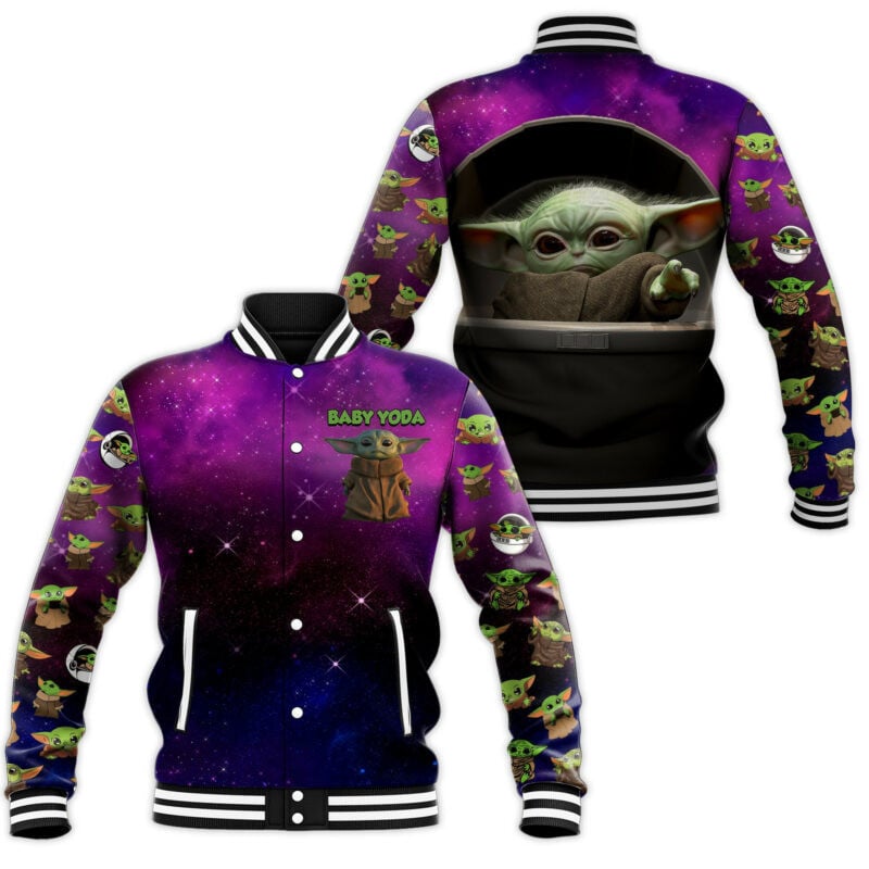 Baby Yoda Galaxy Baseball Jacket