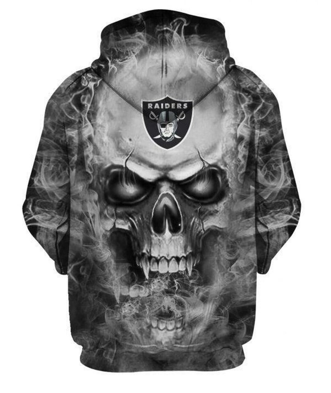 Oakland Raiders Football Skull 3D All Over Print Hoodie & Zip Hoodie