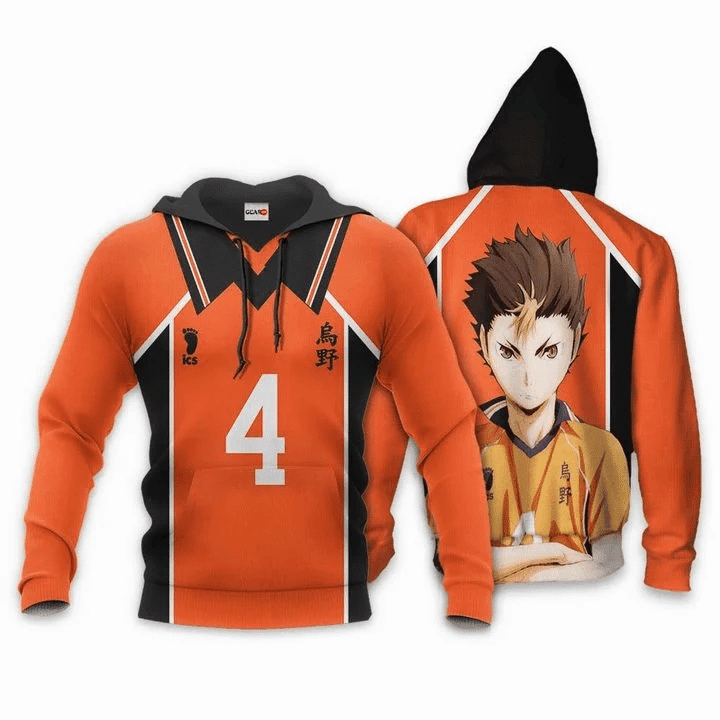 Yu Nishinoya Karasuno Haikyuu Number 4 3d Hoodie Zip Hoodie