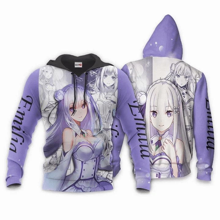 Emilia Re Zero Kara Hajimeru Isekai Seikatsu 3d Hoodie Zip Hoodie