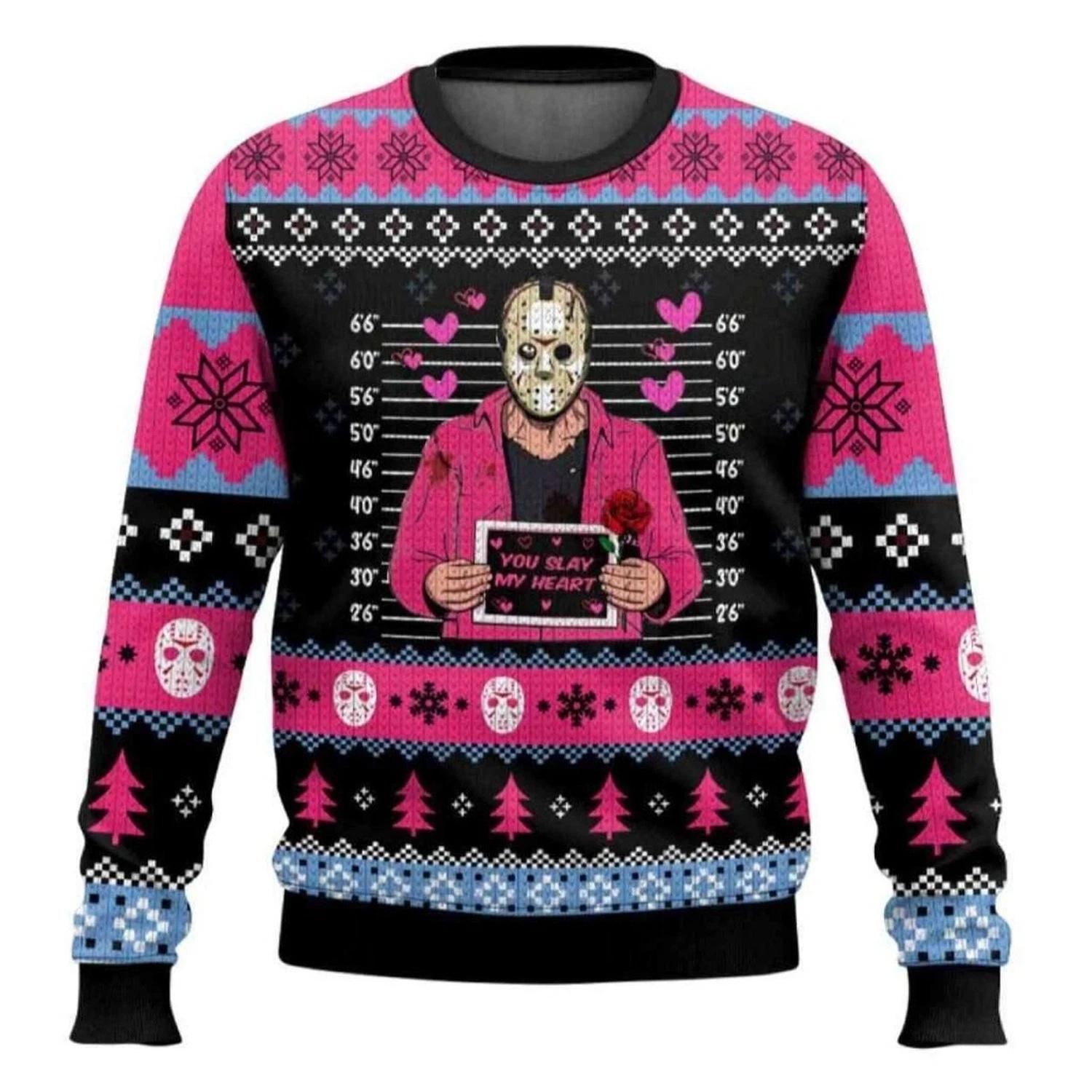 Jason Voorhees You Slay My Heart Ugly Christmas Sweater