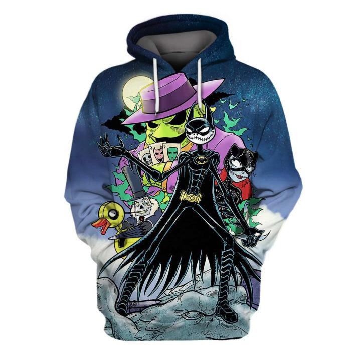 Batman Jack Skellington Sally from Nightmare Before Christmas 3D All Over Print Hoodie & Zip Hoodie