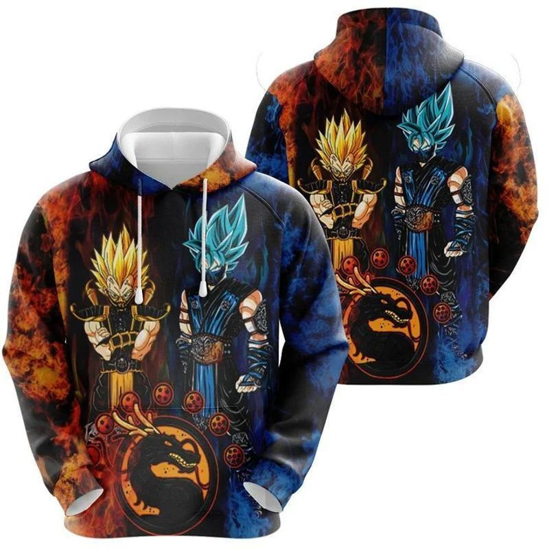 Son Goku Sub Zero Vegeta Scorpion Over Print 3d Hoodie Zip Hoodie