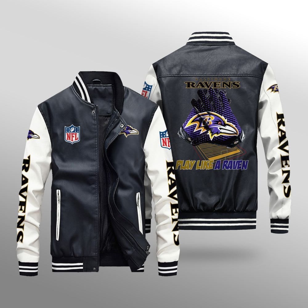 Baltimore Ravens Leather Bomber Jacket BG06