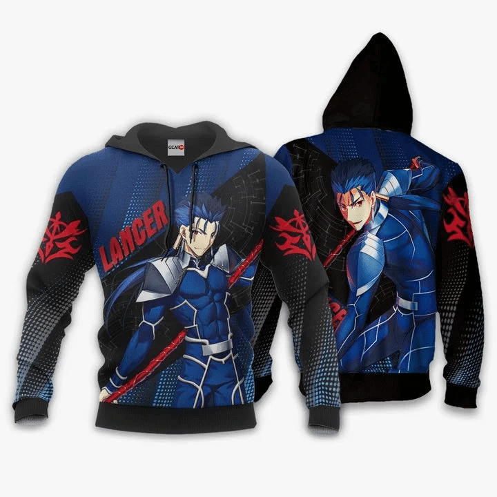 Lancer Fate Stay Night 3d Hoodie Zip Hoodie