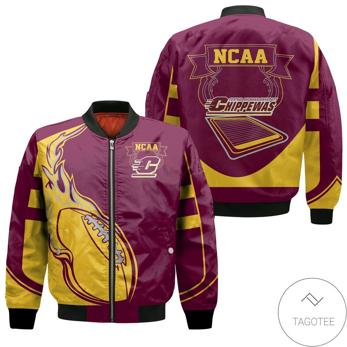 Central Michigan Chippewas Maroon Yellow Bomber Jacket