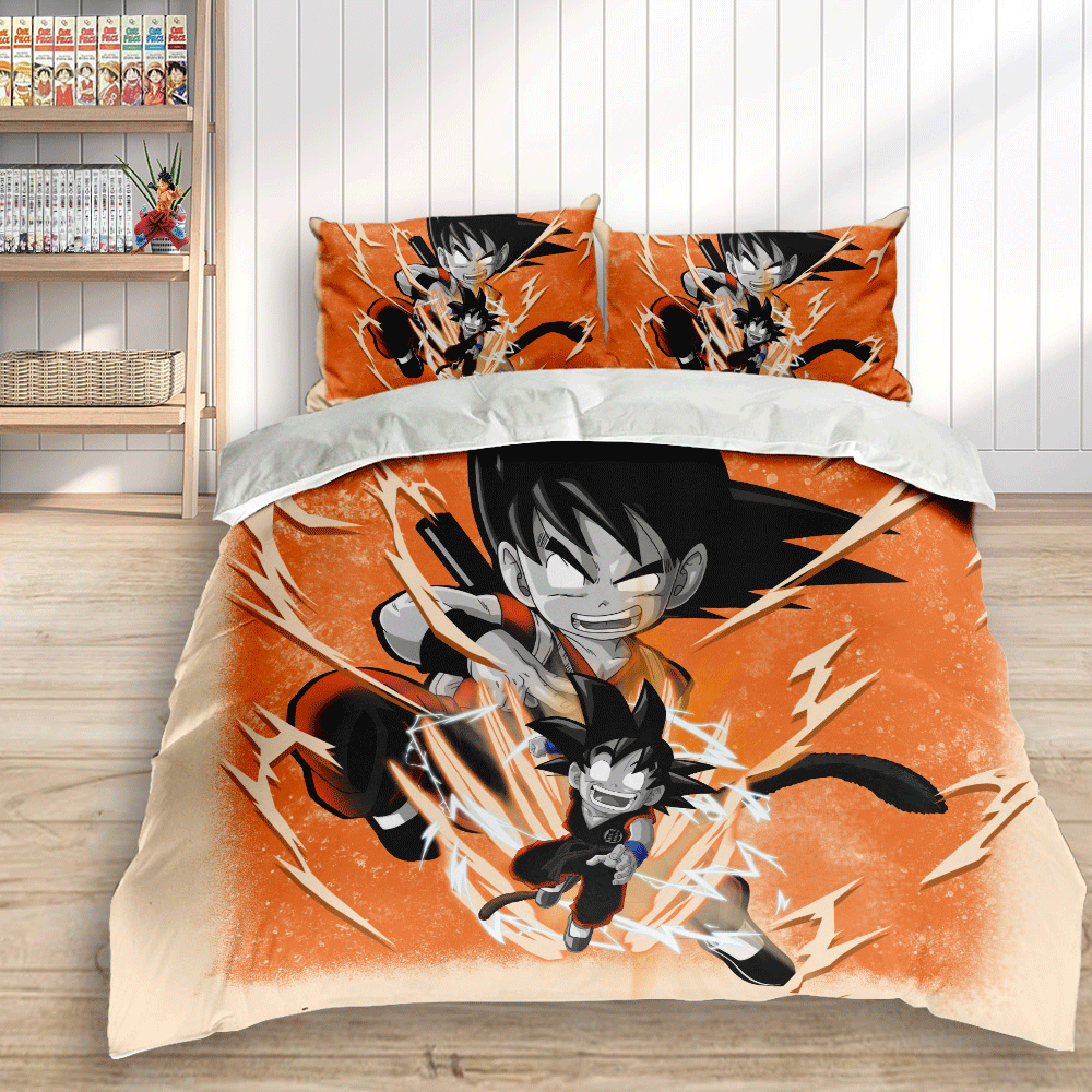 Dragon Ball Bedding Set Goku Kid Fighting Pose Duvet Covers