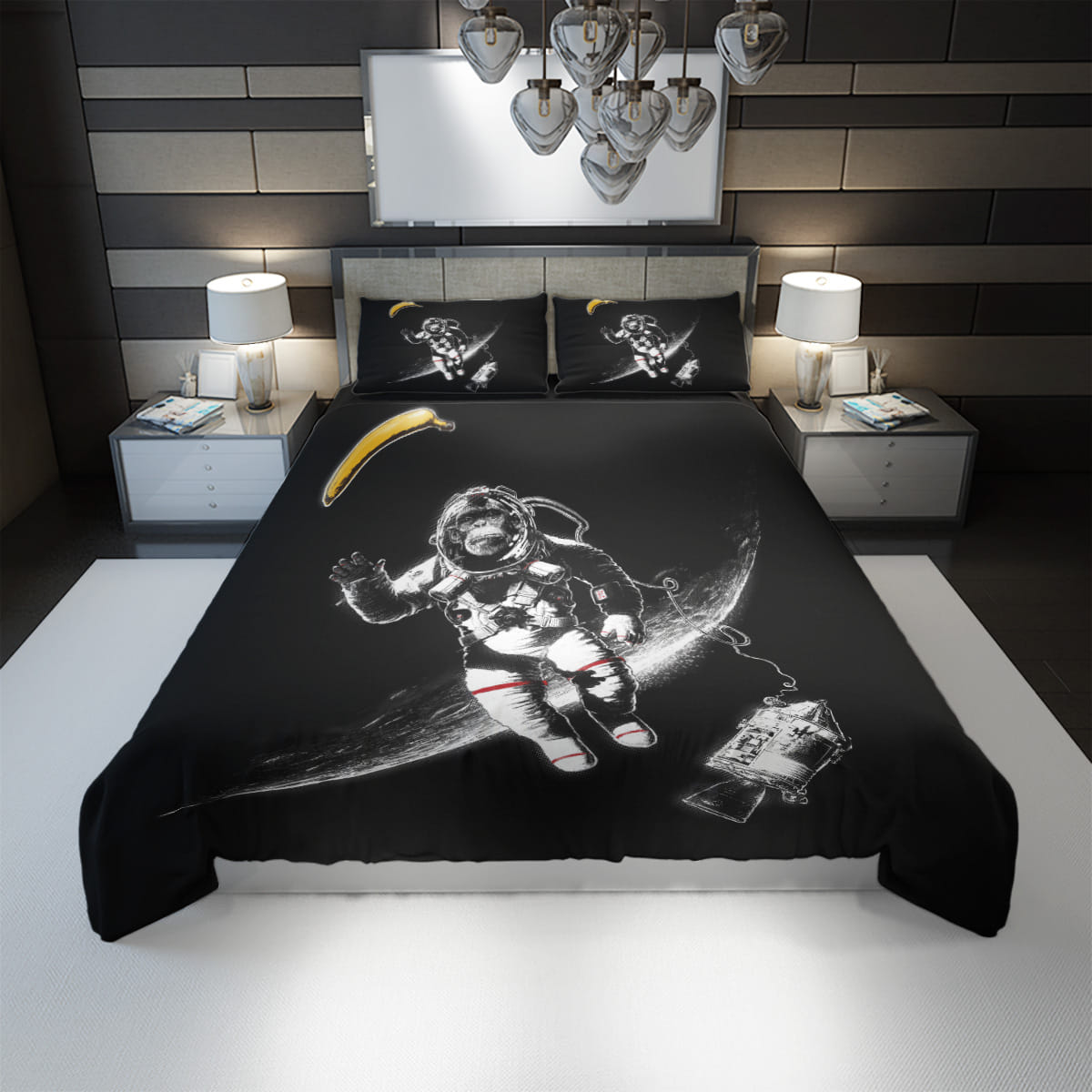 Astronaut Bedding Set Monkey Astronaut And Banana In Space Duvet Covers