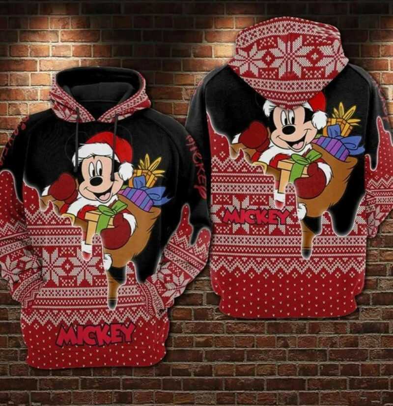Mickey Mouse Merry Christmas Movies Over Print 3d Hoodie