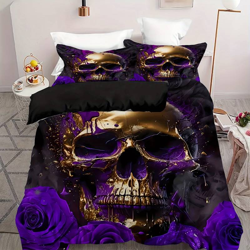 Skull Bedding Set Gothic Rose And Skull Pattern Duvet Covers
