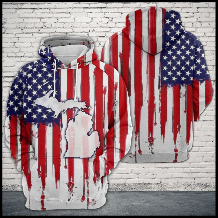 Michigan Usa Flag 3D All Over Print Hoodie & Zip Hoodie