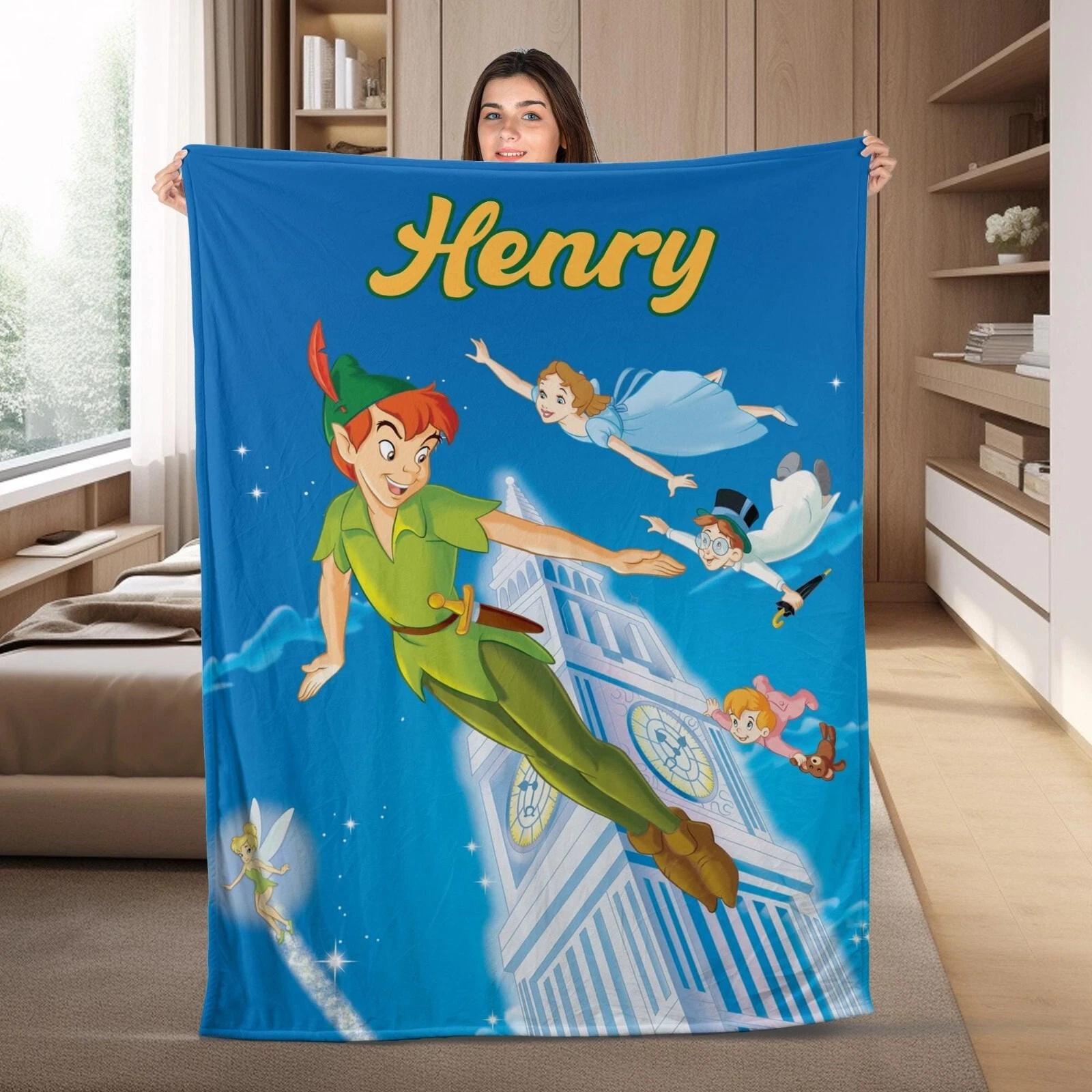 Custom Name Blanket Peter Pan Tapestry Personalized Fleece Sherpa Blanket