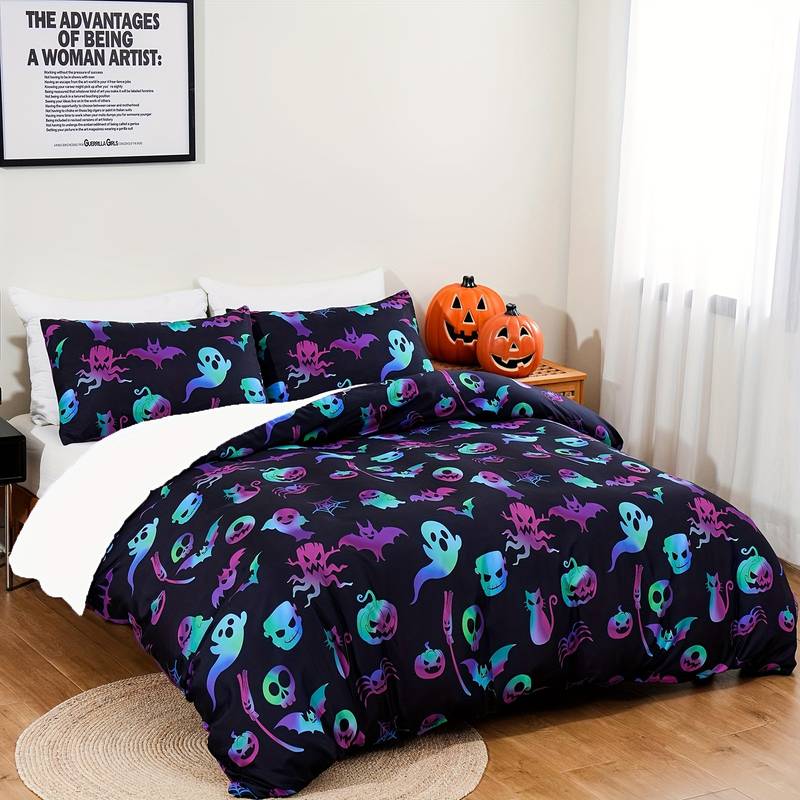 Halloween Bedding Set Ghost Skull Bat Pattern Duvet Covers