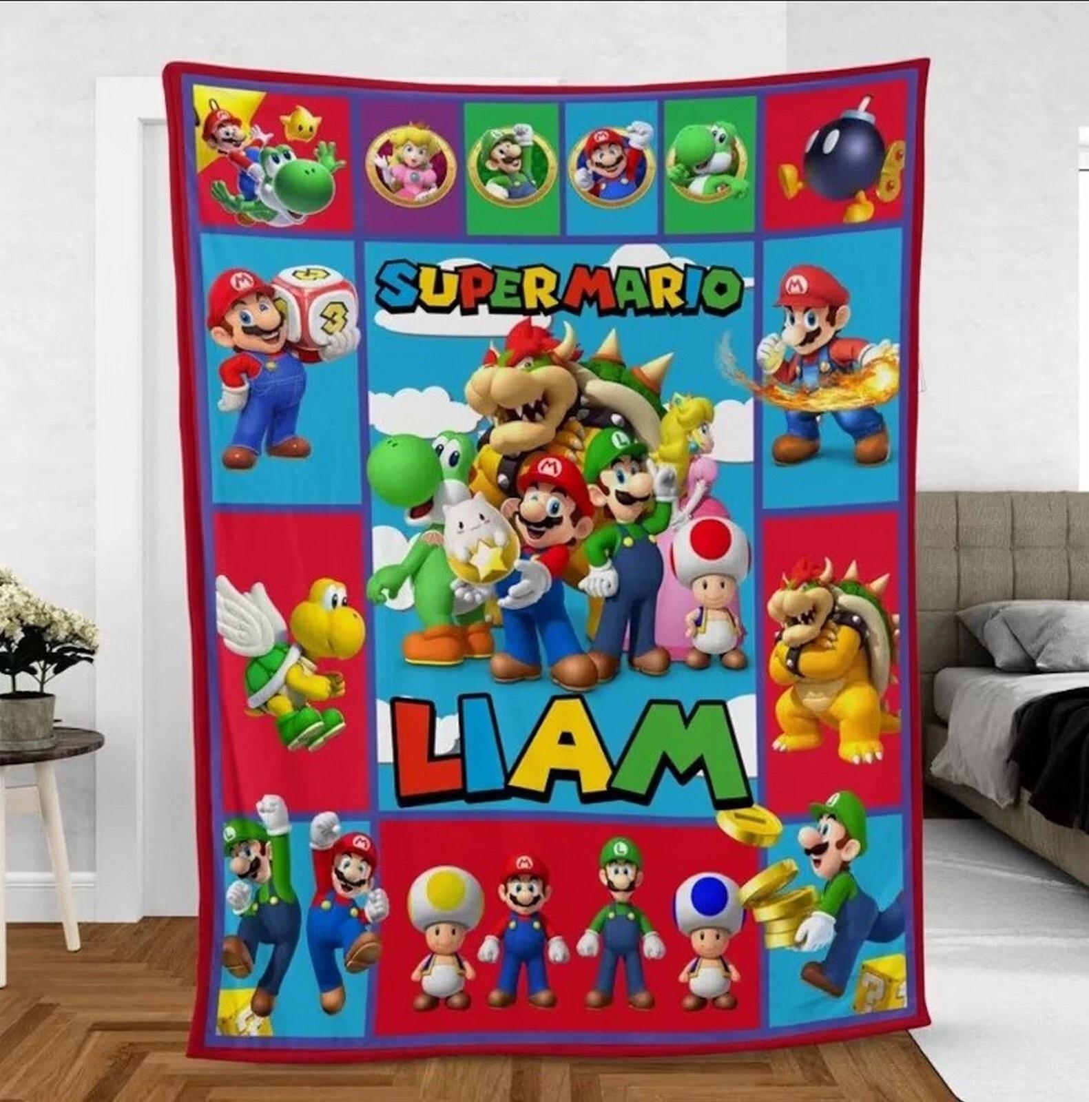 Custom Super Mario Fleece Sherpa Blanket