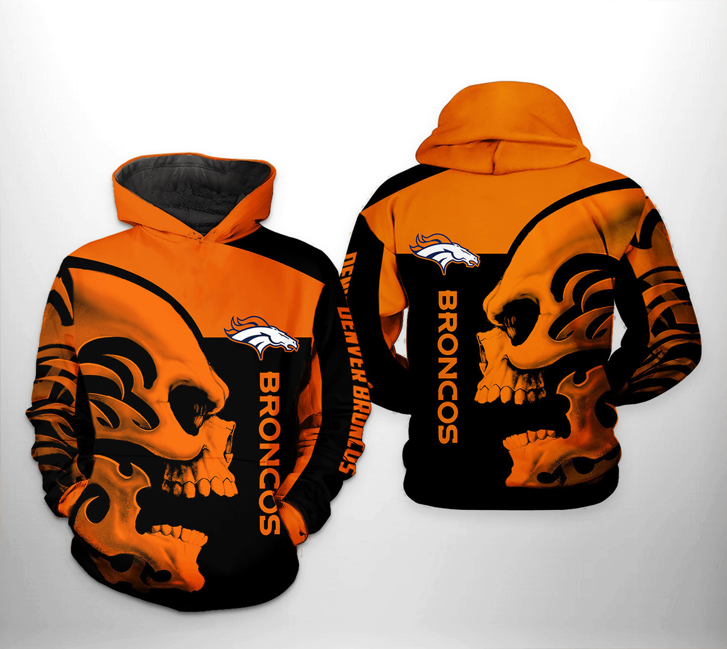 Denver Broncos Skull 3D All Over Print Hoodie & Zip Hoodie