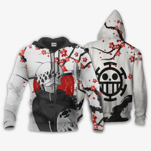Trafalgar Law Japan Cherry Blossoms One Piece Anime 1k482 Cartoon Graphic Outfits Aop 3d Hoodie, Zip Hoodie 2417