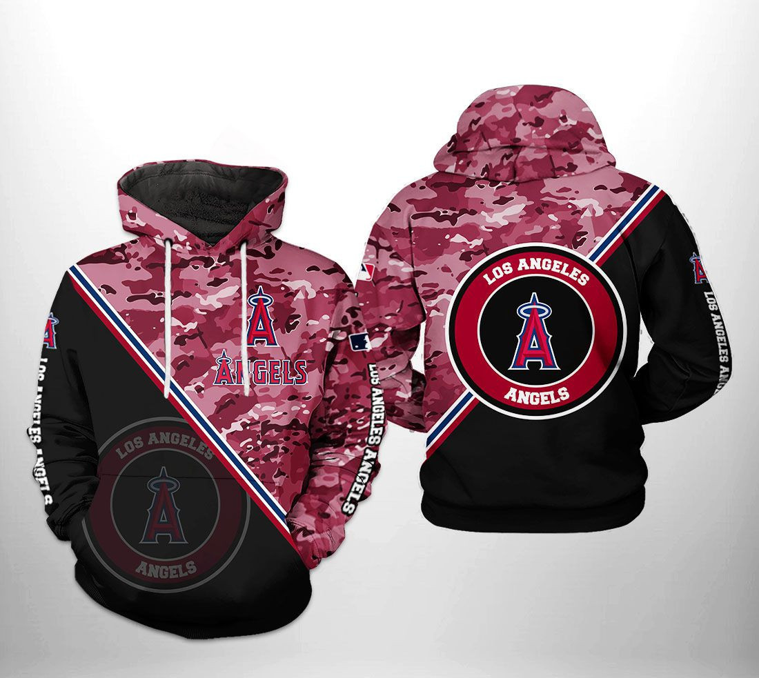 Los Angeles Angels MLB Camo Team 3D All Over Print Hoodie & Zip Hoodie