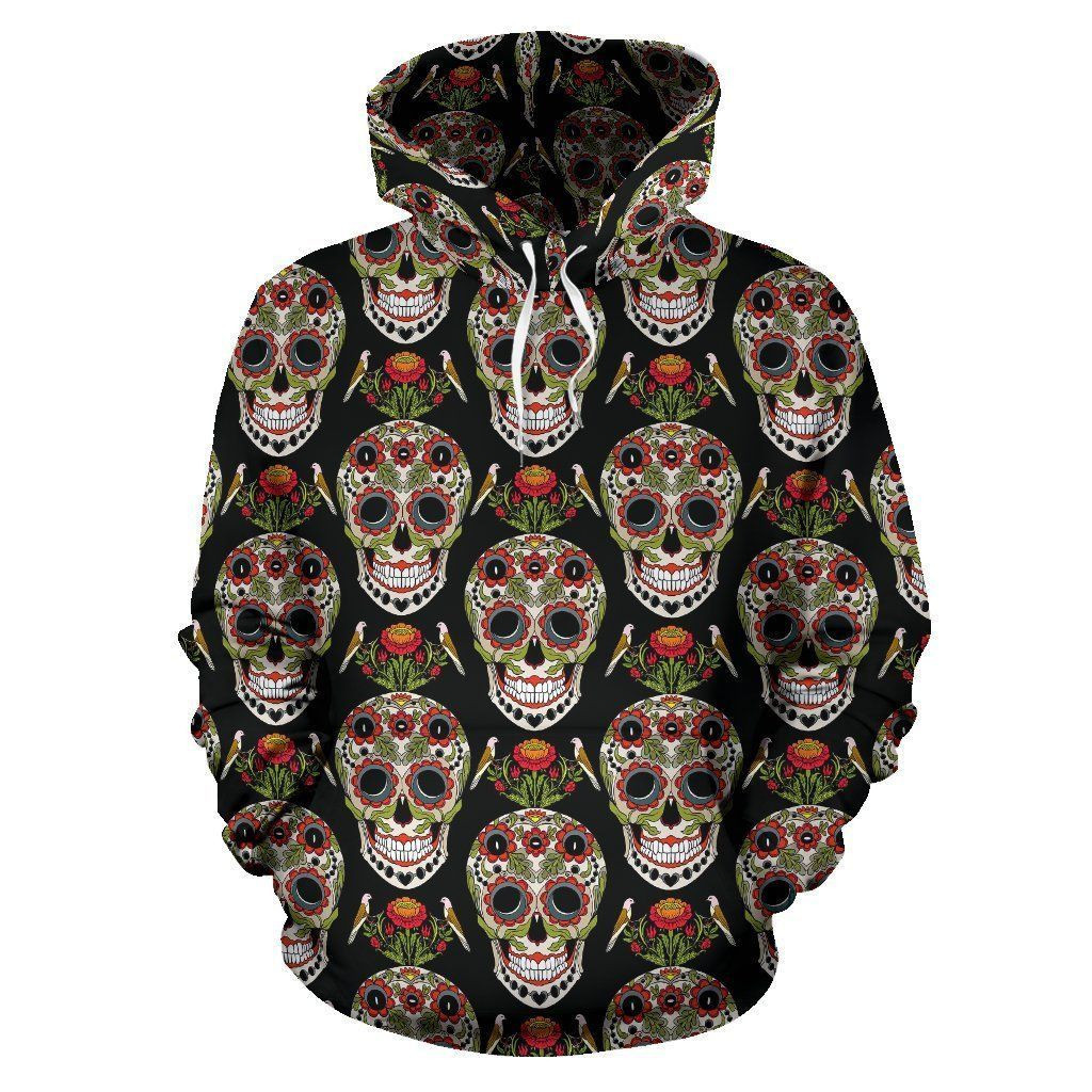 Skeleton Floral Rose Sugar Skull Girly 3D All Over Print Hoodie & Zip Hoodie