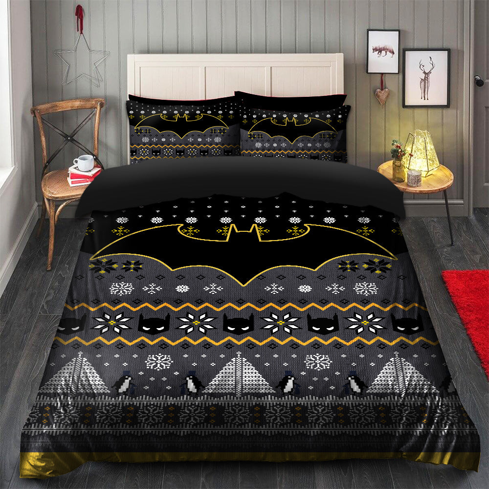 Batman Bedding Set DC Batman Logo Helmet Pattern Duvet Covers Black
